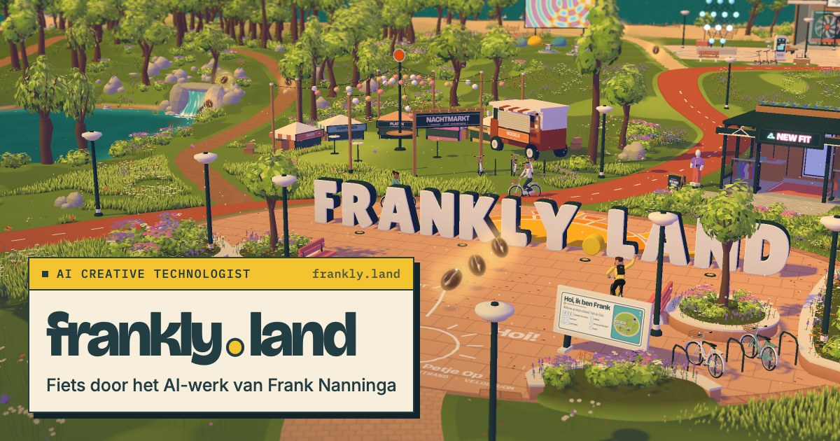 The Frankly.land island with the big letters on the square